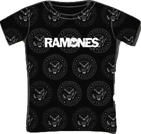 Official Skinny T Shirt RAMONES All Over SEAL Punk L 12
