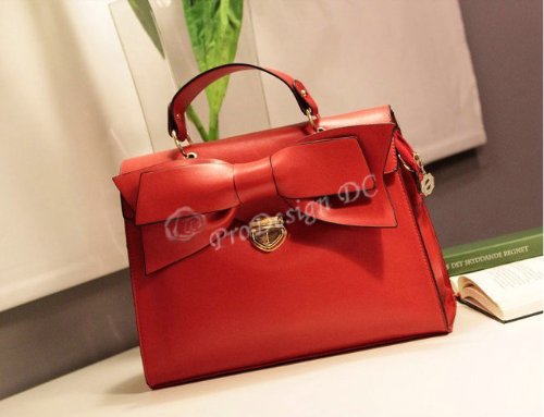 PU Leather Sweetie Red Bow Tie Front Push Lock Fashionable Trendy Handle Shoulder Messenger Bag Satchel Purse Hobo Handbag Tote by ProDesign DC