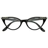 Vintage Inspired Fashion Clear Lens Cat Eye Glasses with Rhinestones