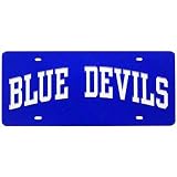 Duke Blue Devils Blue Mirror License Plate W/Silver Blue DEVILS