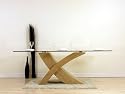 VALENCIA SMALL GLASS & WOOD DINING TABLE (OAK)