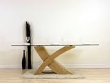 VALENCIA LARGE GLASS & WOOD DINING TABLE (OAK)