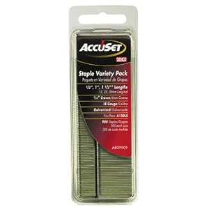 AccuSet A809909 Variety Pack 1 4-Inch Crown 18 Gauge Galvanized Staples by 