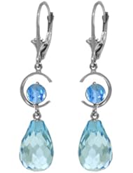 Duet Drop Earrings with Blue Topaz in 14k White Gold