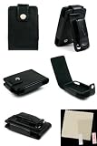 PCMICROSTORE Brand Creative Lab Zen Small Wonder 4gb 8gb 16gb Premium Leather Case Cover with Video Stand and Swivel Belt Clip - Bundle with LCD Screen Protector Shield , BLACK