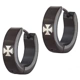 Stainless Steel Black Cross Earrings