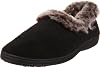 ACORN Women's Chinchilla Collar Slipper Black,Small 5-6 M US