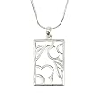 Olive N Figs Sterling Silver Garden in a Frame Pendant Necklace with 18" Sterling Silver Shiny Snake Chain