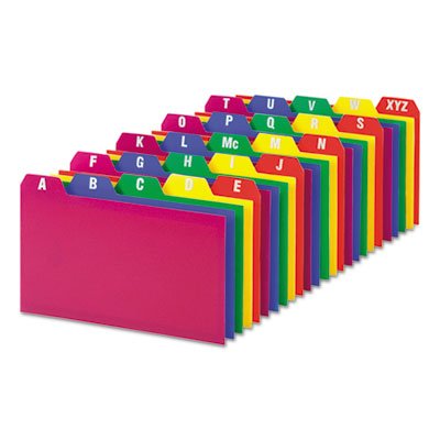 Esselte A-Z Durable 1/5 Cut Tab Poly Card Guide - 5 Tab(s)/Set - 5" x 3" - 25 / Set - Assorted Divider