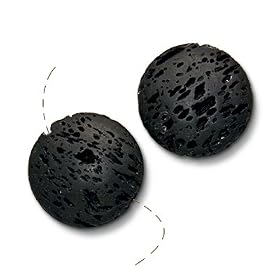 Real Black Lava Round Disc Stone Pendant Beads 30mm (2)