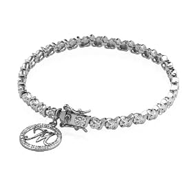 Sterling Silver Diamond & Round Charm Bracelet, 7.25