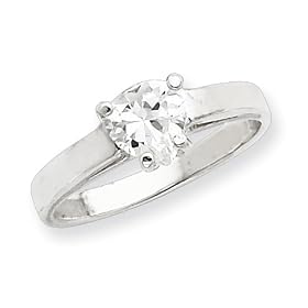 Sterling Silver Solitaire Heart CZ (Cubic Zirconia) Ring