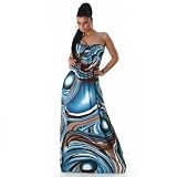 Traum Maxikleid Farbverlauf Bunt Blau Braun (13205)