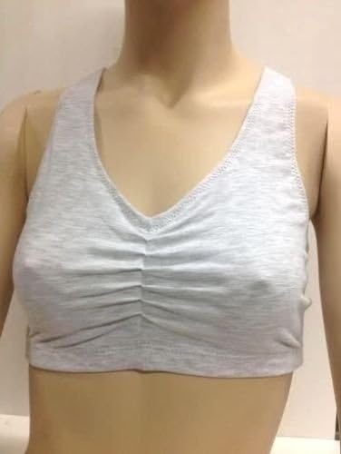Hanes Cotton Spandex Sports Bra - White and Gray - 4 Sports Bras Value Pack, Choose from sizes: 34, 36 or 38.