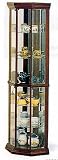 Cherry Finish Corner Style Curio Display Cabinet
