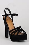BAMBOO Aileen-21 Platform Strappy Slingback Heel Sandal - Black