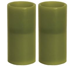 Flameless pillar candle 3 x 6 in green - set of 2