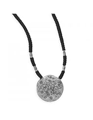 MMA Silver - 16 inch-27 inch Adjustable Cord Necklace with Oxidized Pendant