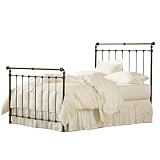 Iron & Brass Sleigh Bed, Queen, Black Iron Silver And Antique Brass, From Charles P. Rogers
