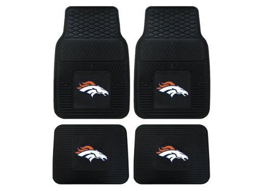 A Set of 4 NFL Universal Fit Front and Rear All-Weather Floor Mats - Denver Broncos On Sale