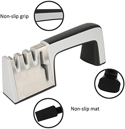 Knife Sharpener Ougilay,3-Stage Professional Sharpening System for for Straight and Serrated Knives