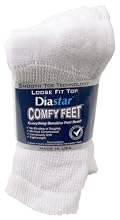 Diastar Comfy Feet Diabetic Socks, White, 10-13, 3 pack