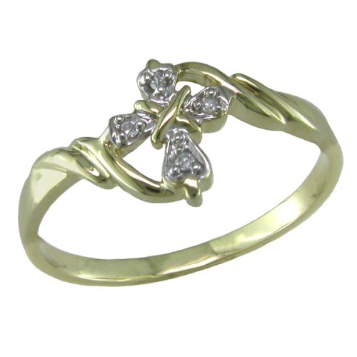 10K .02 ct. t.w. Diamond Cross Ring