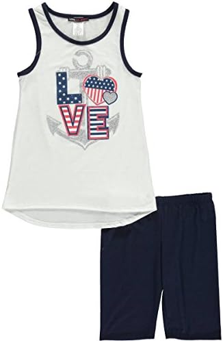 Miss Majesty Big Girls' "Patriotic Anchor" 2-Piece Outfit - white, 10 - 12