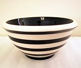 Ronnie's Terramoto Ceramic, Medium Mixing Bowl, 2 Quart, Pearl Black Stripes