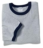 NEW Gildan Ultra Cotton - Ringer T-Shirt Sprt Grey/Navy-XL