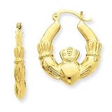 14k Polished Claddagh Hoop Earrings