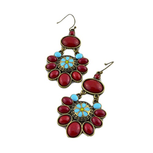 CA Mode Women's Earrings Jewellery Ruby Flower Bohemian Dangle