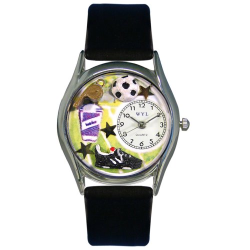 Whimsical Watches Women's S0820020 Soccer Black Leather Watch