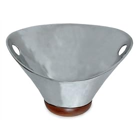 Aluminum and teak centerpiece, 'Contrasts' by NOVICA