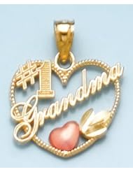 Gold Charm #1 Grandma In Heart Frame With Pink Heart