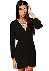 Sexy V-neck Chiffon/Polyester General Print Long Sleeves Elbow Length Sleeves Natural   Waistline  Dress