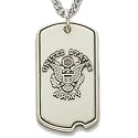 Sterling Silver 1 1/8" Engraved U.S. Army Dog Tag w/ St. Michael on Back on 24" Chain