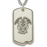 Sterling Silver 1 1/8" Engraved U.S. Army Dog Tag w/ St. Michael on Back on 24" Chain