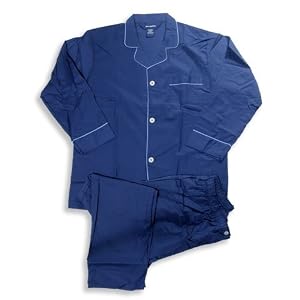 John Ashford - Mens Long Sleeve Broadcloth Pajamas, Navy, Royal
