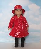 Red Raincoat with Belt and Hat. Fits 18