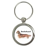 Dachshund Long Haired Key Chain (Round)