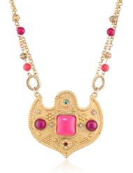 T Tahari Worn Gold Multi-Stone Frontal Necklace, 18"