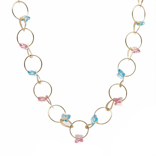 Made in Italy Stylish Necklace With Genuine Glass beads Beautifully Designed in 14K/925 Gold plated Silver. Total item weight 37.4g Length 36in