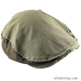 COTTON DENIM DISTRESSED IVY DRIVING CAP HAT KHAKI BEIGE - MEDIUM / LARGE