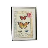 Botanical Butterflies Thank You Cavallini Boxed Cards and Envelopes in keepsake tin set of 10 with vintage look