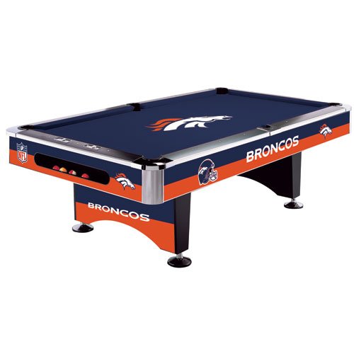 Denver Broncos Team Logo 8 Foot Pool Table WITH Logo Felt