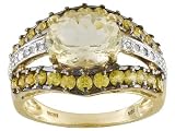 10KT 2.40CT YELLOW LABRADORITE COLOR ENHANCED YELLOW SAPPHIRE AND DIAMOND ACCENT RING