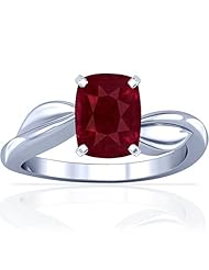 18K White Gold Cushion Cut Ruby Solitaire Ring