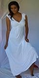 WHITE DRESS RUFFLE EMPIRE HIPPIE JERSEY FITS - M L 1X 2X - T866S