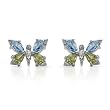 Earrings With 1.60ctw Precious Stones - Genuine Diamonds, Peridots and Topazes Crafted in White Gold Length 8mm